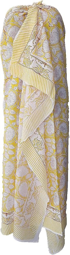 Cotton Sarong Indian Hand Block Print Scarf For Women's Beautiful Pareo Sexy Bikini Beach Cover U... | Amazon (US)