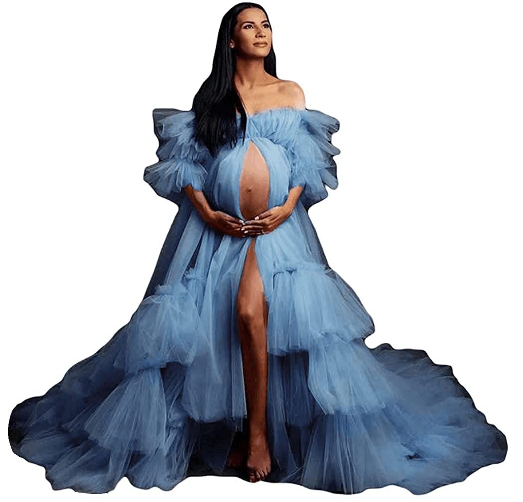 Fluffy Tulle Robe for Women Maternity Dresses Photoshoot Long Sheer Bridal Robe Old Hollywood Rob... | Amazon (US)