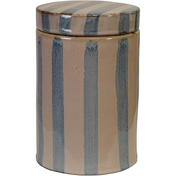 Creative Co-Op Round Stoneware Striped Jar with Lid, Blue and White | Amazon (US)