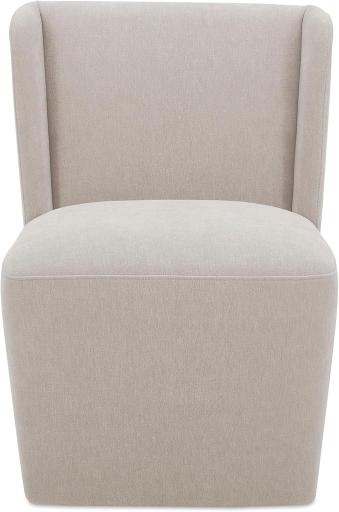 Zadie Rolling Dining Chair, 360° Swivel, Polyester Upholstery, High-Density Foam, Warm Sand | Amazon (US)