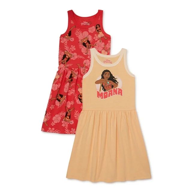 Disney Princess Moana Girls Tank Dress, 2-Pack, Sizes 4-16 | Walmart (US)