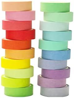 Washi Tape Set 20 Rolls - 15mm Rainbow Colors Washi Masking Tape Decorative Tape for Bullet Journ... | Amazon (US)