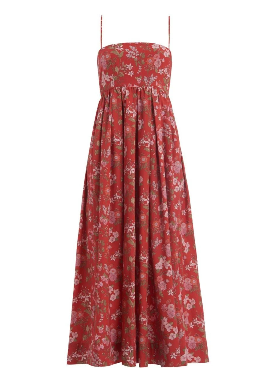 Nicole Dress in Red with Pink Floral | Over The Moon