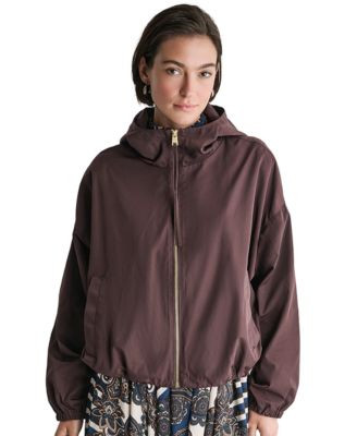 Bcbg Women's Zip-Front Drawcord Hoodie Jacket - Truffle Noir | Macy's