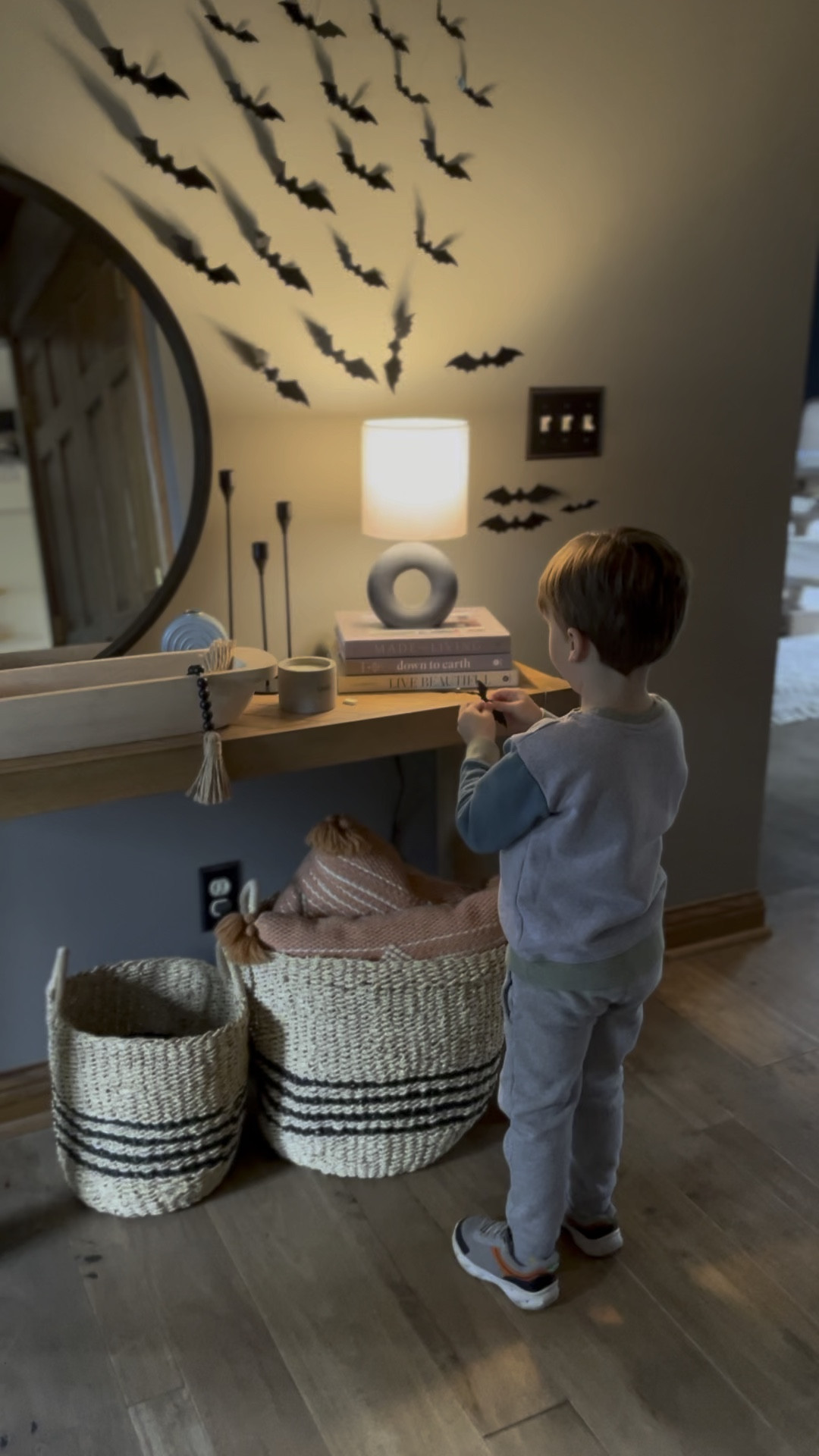 When your little one helps you hang the bats 🦇 🖤

I used Elmer’s sticky tac instead bc I was nervous about what something else would do to my wall.

Halloween bats / fall decor / spooky vibes

#LTKhome #LTKSeasonal #LTKHalloween