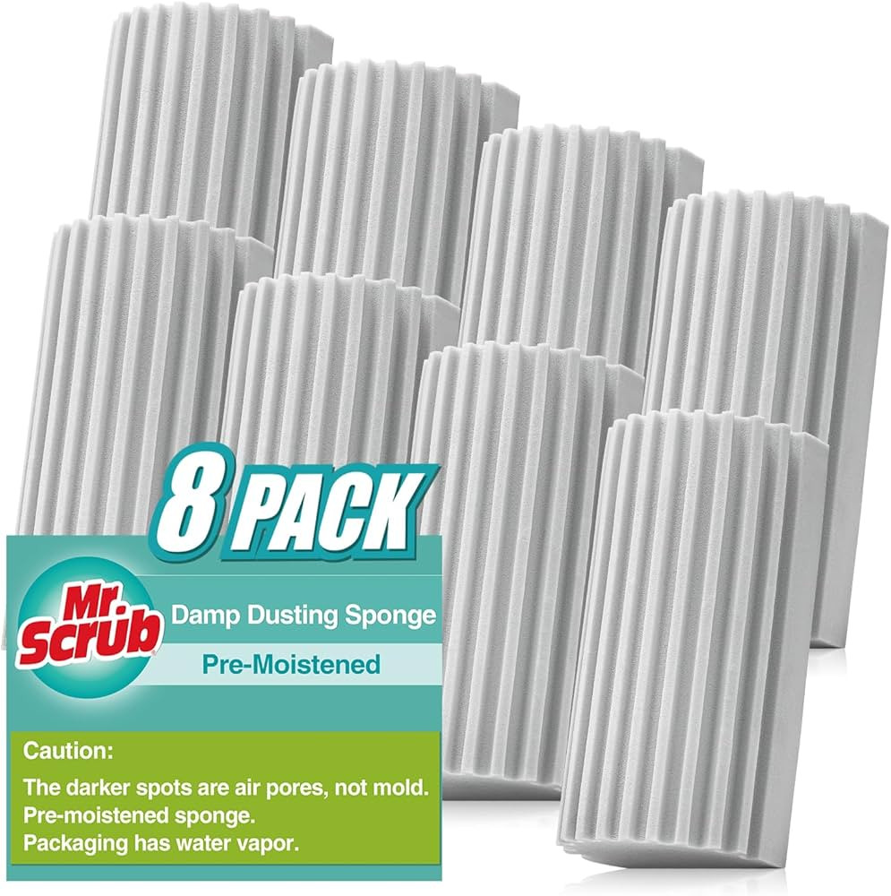 8 Pack Damp Dusting Sponge Duster, Grey Dust Cleaning Sponge, Reusable Household Cleaning Sponge ... | Amazon (US)