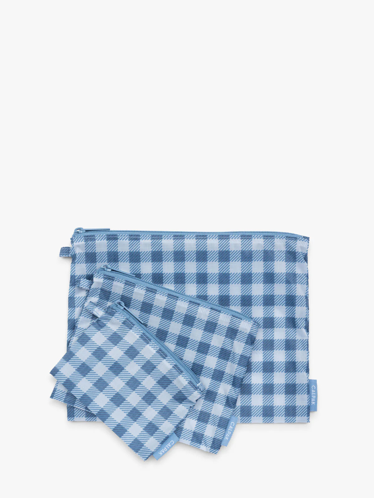 Compakt Zip Pouch Set in French Blue Gingham | CALPAK