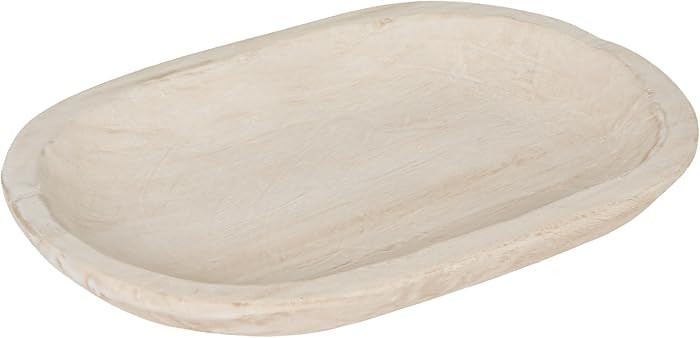 Bloomingville Hand-Carved Paulownia Wood Bowl with Whitewashed Finish | Amazon (US)
