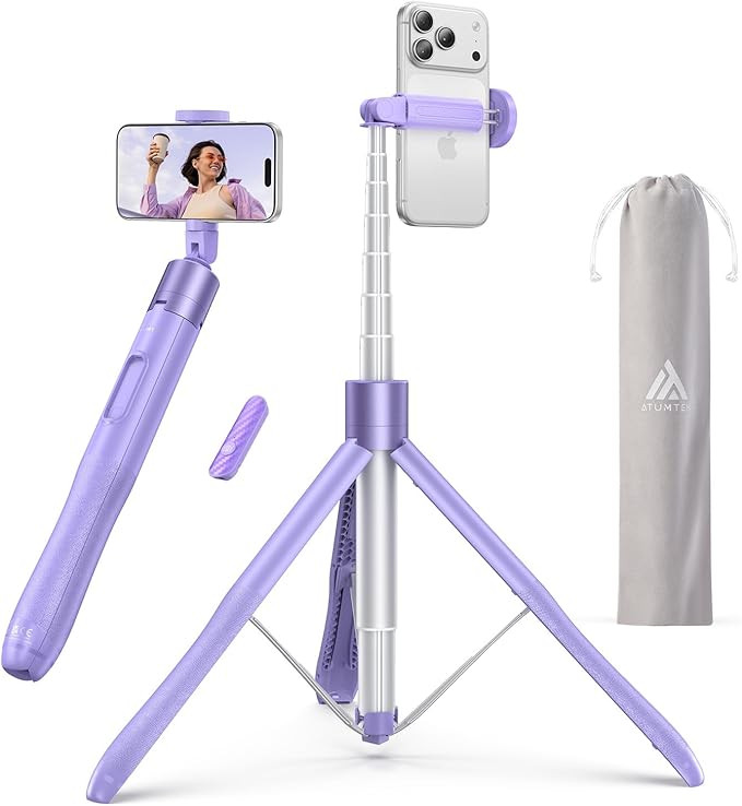 ATUMTEK 60" Selfie Stick Tripod, All-in-One Extendable Phone Tripod with Bluetooth Remote, Storag... | Amazon (US)