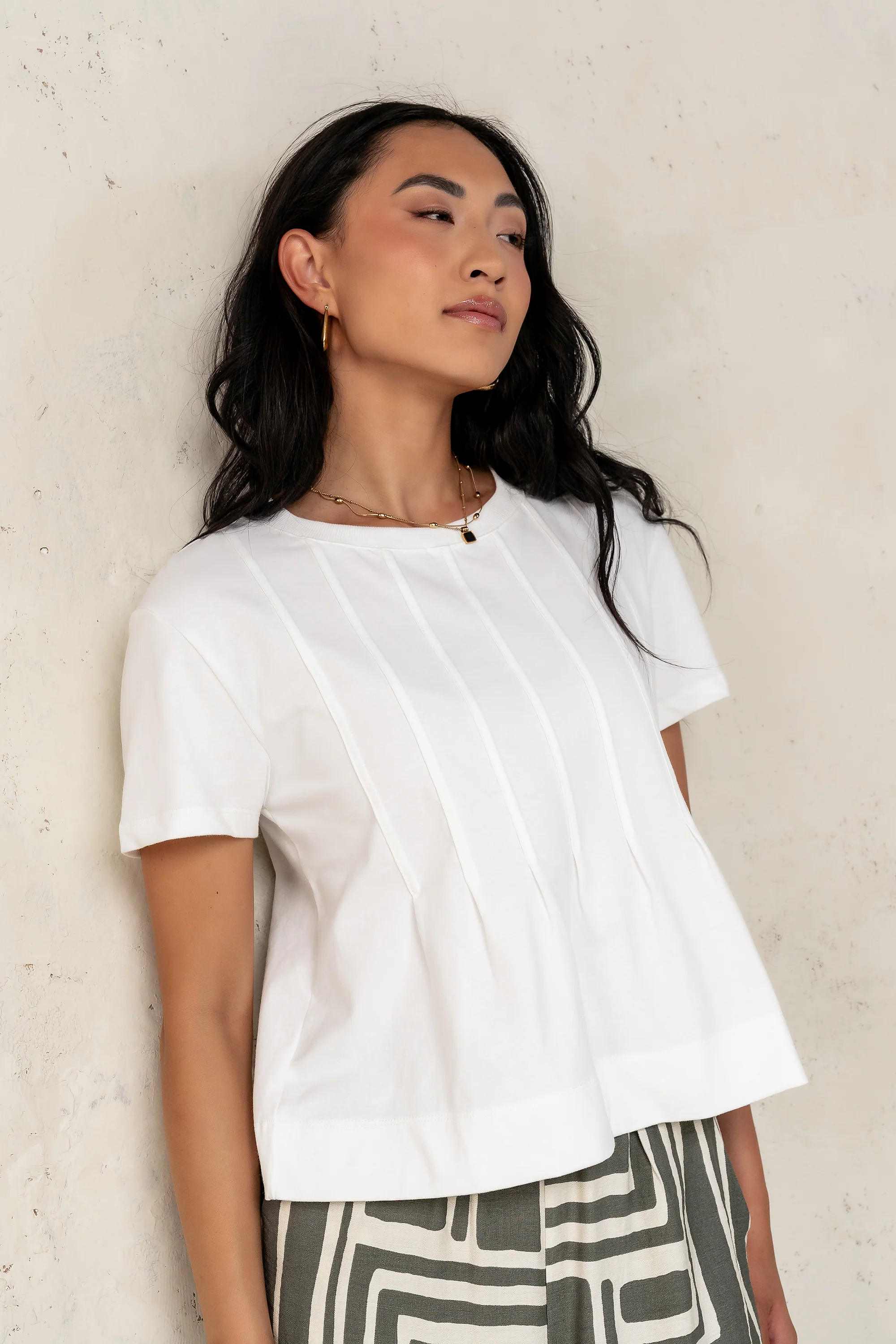 Cattelain Pleated Top in Ivory | Böhme US