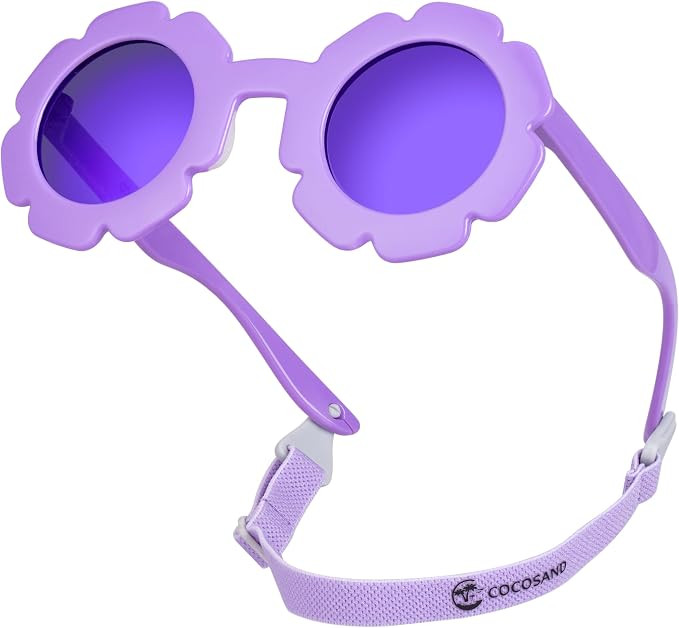 COCOSAND Toddler Sunglasses with Strap Polarized Lens Retro Flexible Flower Frame for Baby Kids B... | Amazon (US)