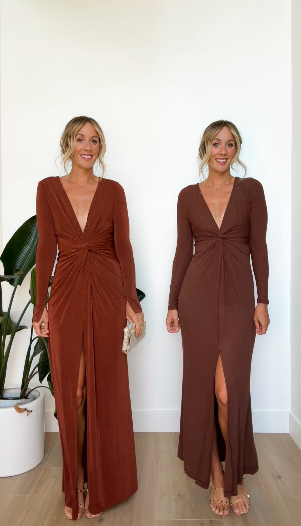 Revovle vs Amazon Would you save or splurge on this dress? I LOVE this revolve dress so much. I think that the color is beautiful and it comes in other gorgeous colors. The fabric is a little sheer and the price tag is high! I found an amazon dress that has the same plunging neck and knotted detail on the front of the dress but it is even better than the revolve dress because it has built in shapewear. The shapewear is so comfortable and flattering! #LookForLess #StyleSteals #AmazonFinds #AffordableFashion #OutfOutfitInspo #InMyAmazonCart #weddingguestdress
