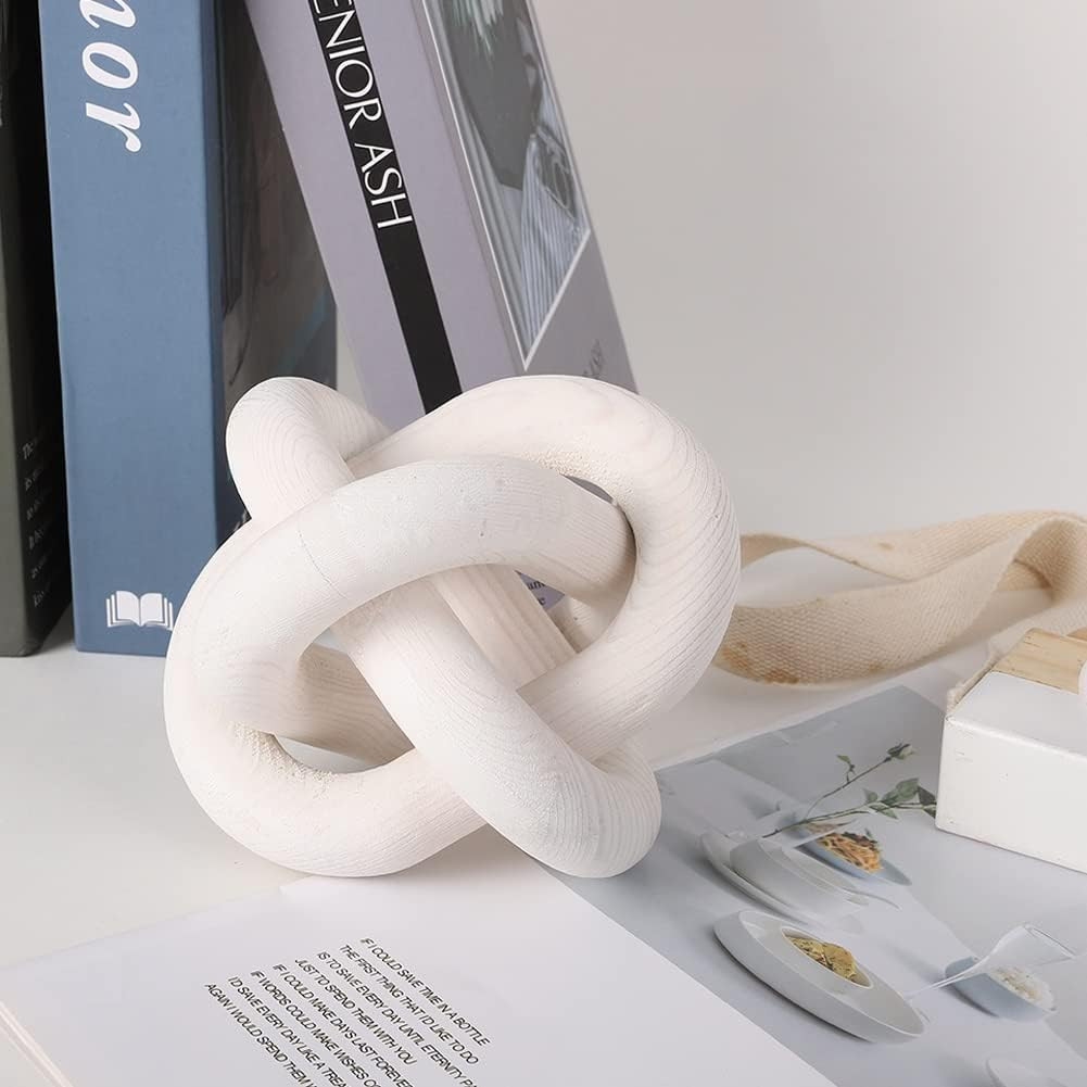 Jlong Wood Knot Decor Chain Link Modern Farmhouse Boho Coffee Table Accent | Amazon (US)