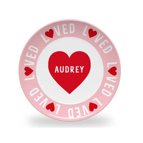 Personalized Pink Valentine's Day Plate for Kids | I Love You Plate for Children | Cute Heart Pla... | Etsy (US)