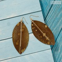 Eel Skin Earrings, Leather Statement With Bar Lightweight Earring, Leaf & Feather Earrings Geometric | Etsy (US)