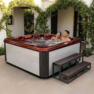 7-Person 45-Jet 240-Volt Premium Acrylic Bench Spa Standard Hot Tub with Ozonator and Bluetooth Sound System | The Home Depot