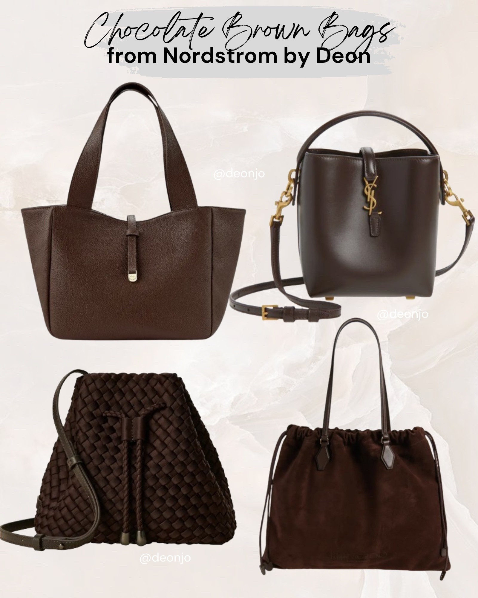 Yellow butter is out chocolate brown is in. Check out these chocolate brown bags from Nordstrom. 

#LTKGiftGuide #LTKSaleAlert #LTKSeasonal