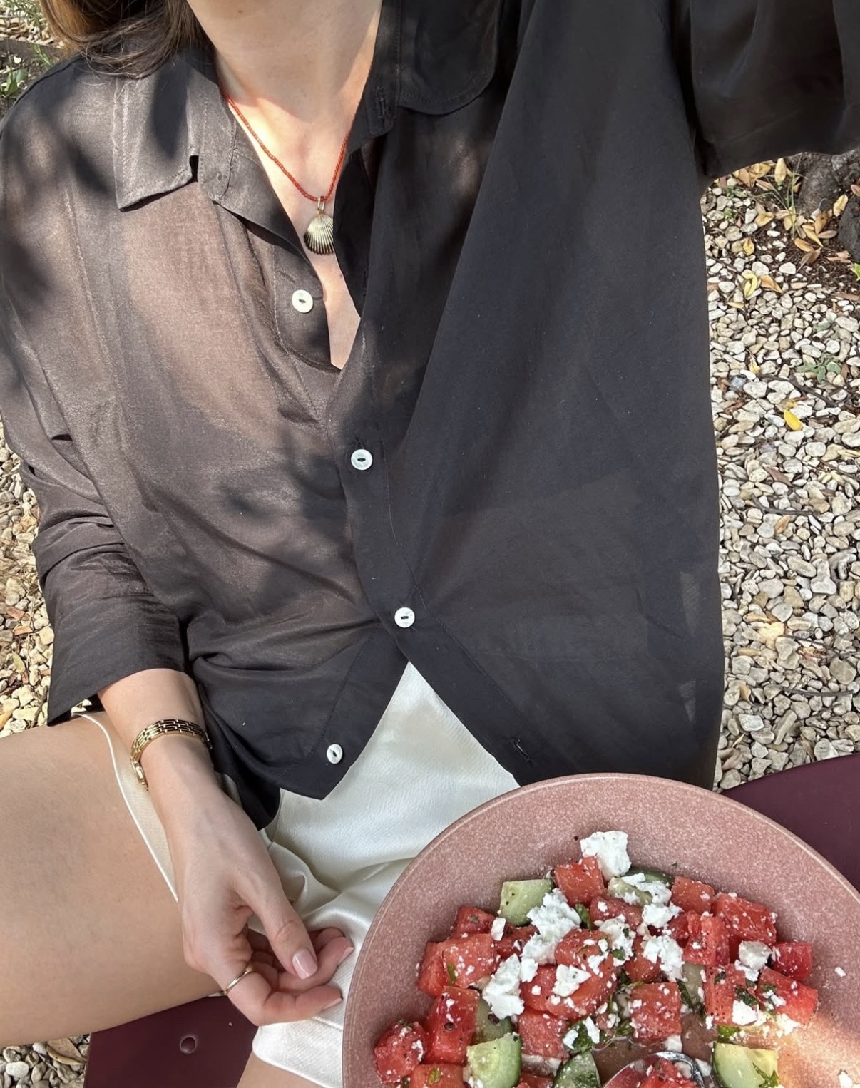 2025 in outfits. Keeping it light and breezy with silk shirts and satin shorts 

 #LTKstyletip