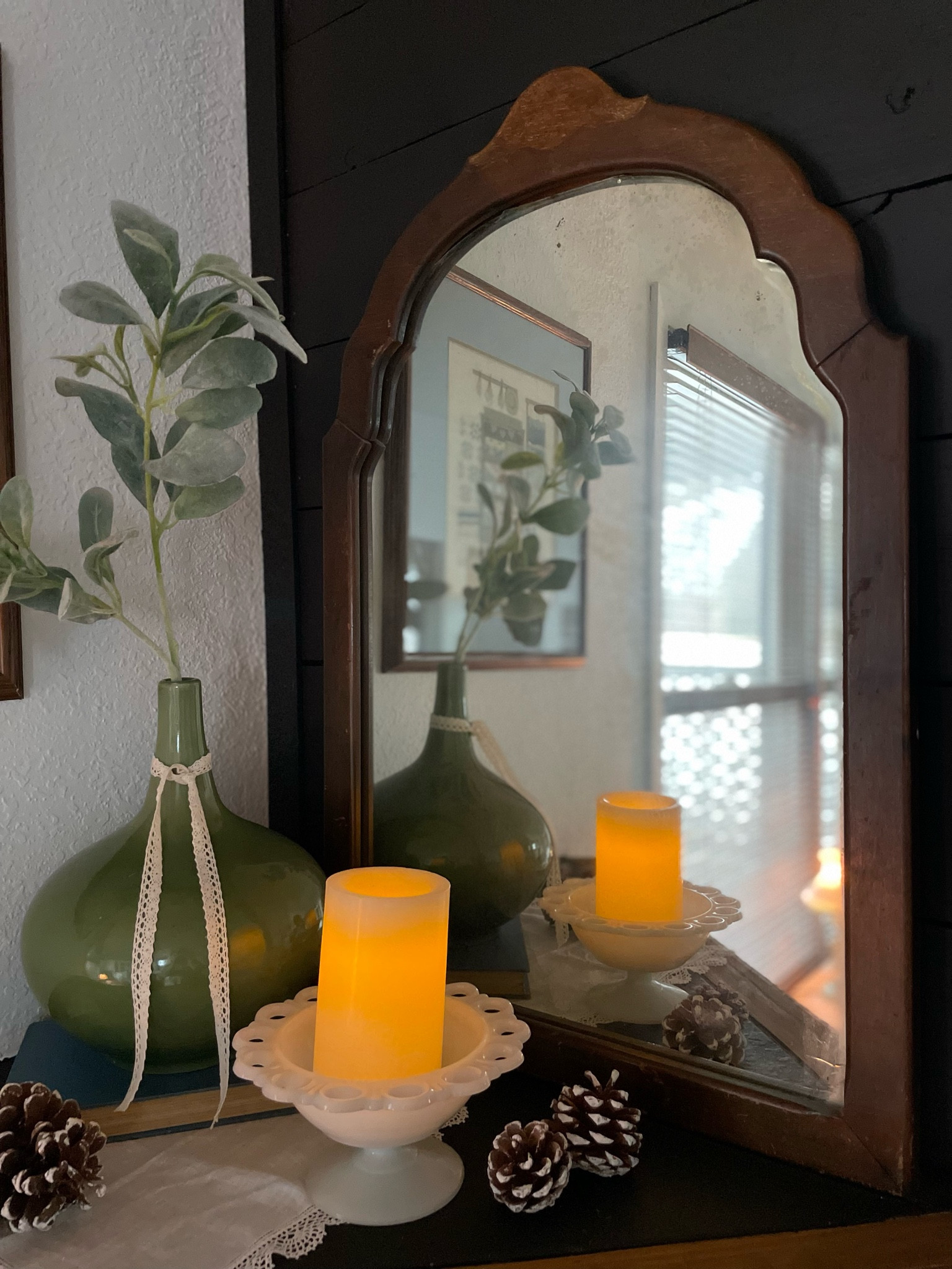 Old, wooden mirrors add such character and depth to any space in your home! They look especially lovely when placed on a mantel. 

#LTKfindsunder100 #LTKhome #LTKSeasonal