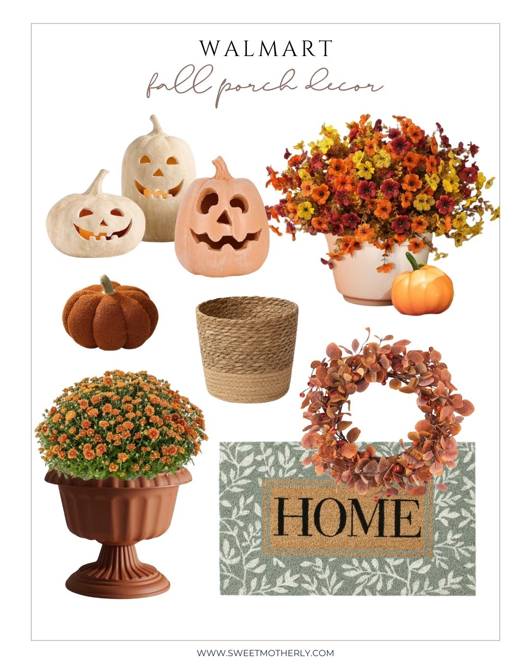 Transform your home’s front porch with Walmart fall porch decor that feels festive and inviting. From carved pumpkins and faux mums to cozy fall wreaths and layered doormats, these Walmart picks bring warmth and color to your entryway. Affordable, seasonal, and stylish—everything you need for a fall-ready porch.

#LTKHome #LTKSeasonal #LTKStyleTip