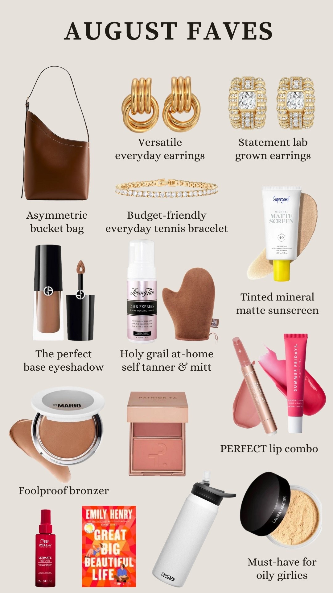 August favorites: beauty, jewelry, makeup, book of the month, and accessories! The perfect asymmetrical bucket bag, holy grail makeup products I’ve been using for 7+ years, some new makeup favorites that are highly recommended from influencers and friends, and non tarnish high quality jewelry that’s timeless and versatile. Watch my TikTok for an in depth chatty review!

#LTKFindsUnder50 #LTKFindsUnder100 #LTKBeauty