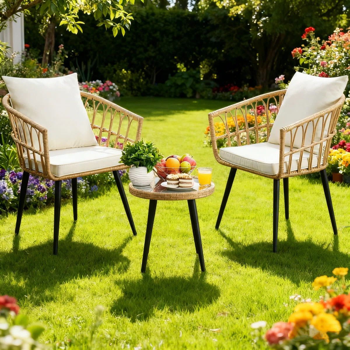 Pinkley 3 Piece Wicker/Rattan Seating Group with Cushions | Wayfair North America