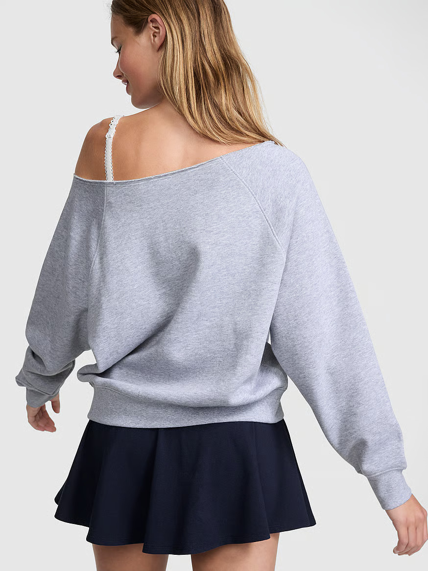 Buy Ivy Fleece Off-The-Shoulder Sweatshirt, Vs Medium Heather Grey Game Day - Order Hoodies & Swe... | Victoria's Secret (US / CA )