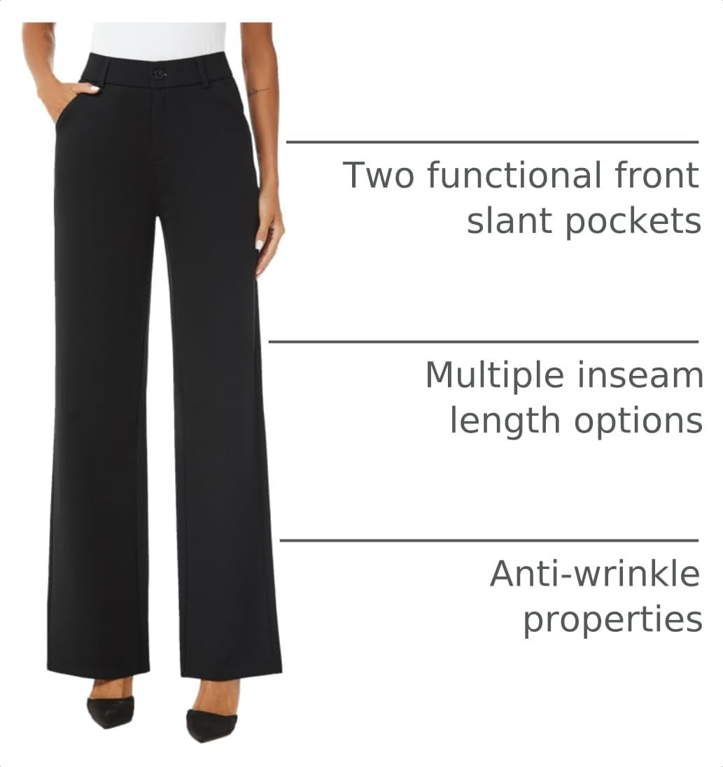iChosy Womens High Waist Wide Straight Leg Trousers Casual Slacks Dress Pants with Pockets | Amazon (US)
