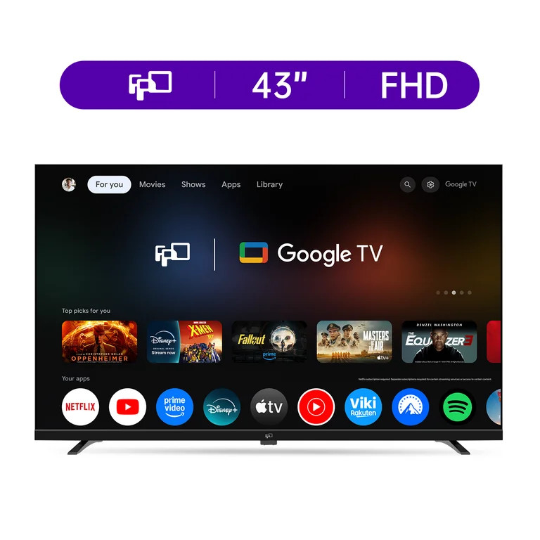 FPD 43-inch FHD Smart TV with Google TV - Voice Remote Control, Dolby Atmos, Dolby Audio HDR 10, ... | Walmart (US)