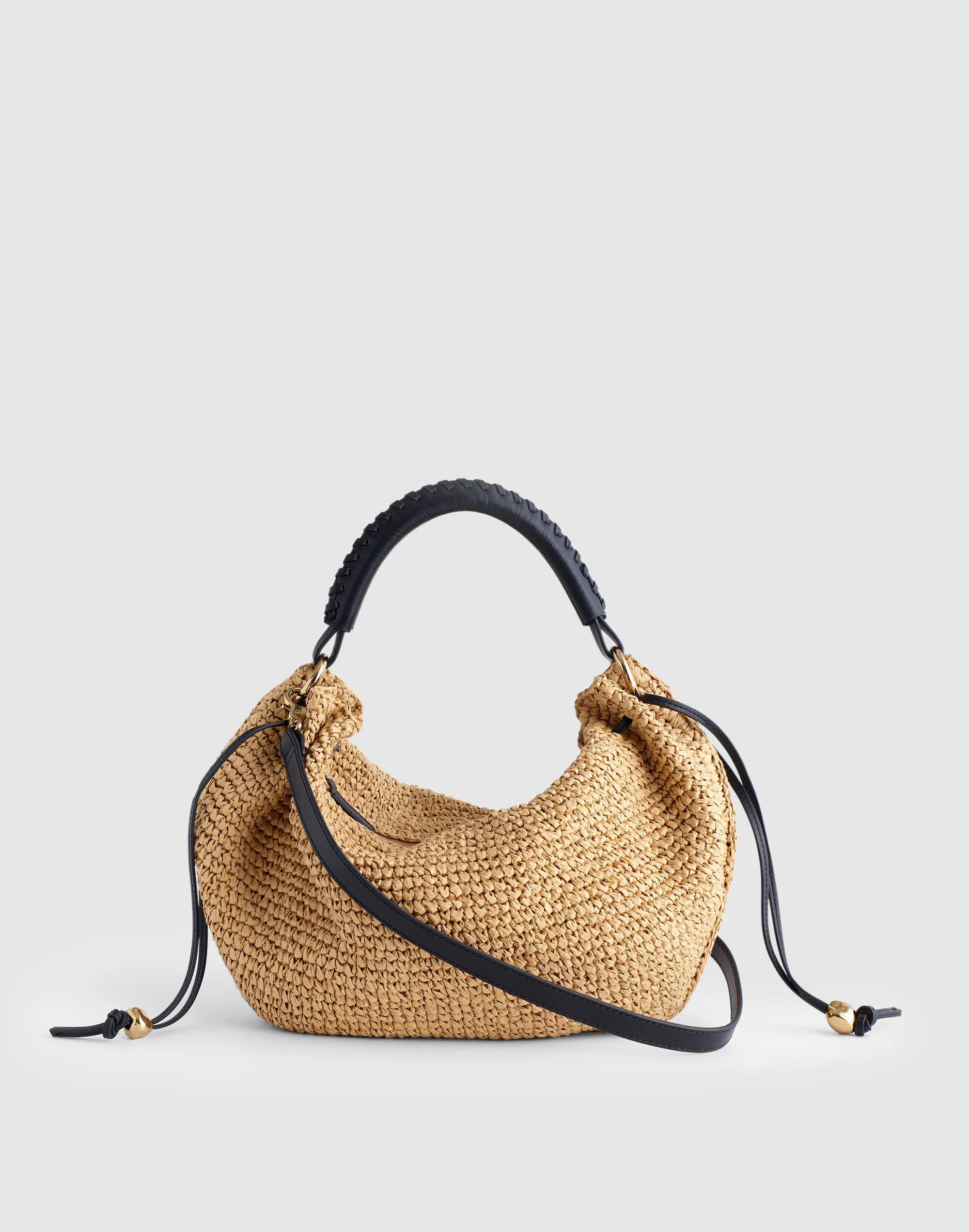 The Camren Gathered Shoulder Bag in Raffia | Madewell