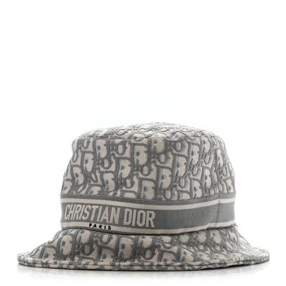 CHRISTIAN DIOR Oblique Bucket Hat 58 Grey | Fashionphile