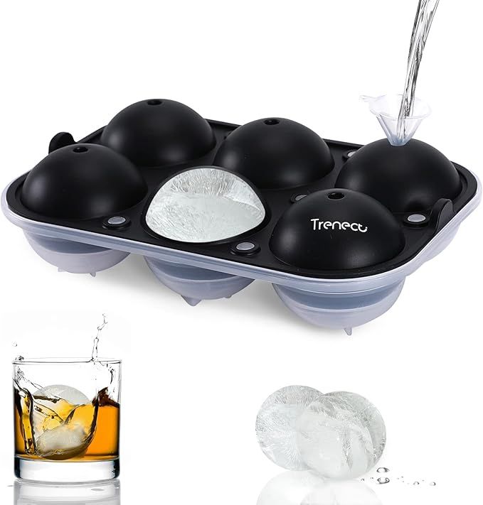 Trenect Ice Cube Tray Silicone Round Ice Cube Mold Reusable Sphere Ice Ball Maker 2.5 Inch Easy R... | Amazon (US)