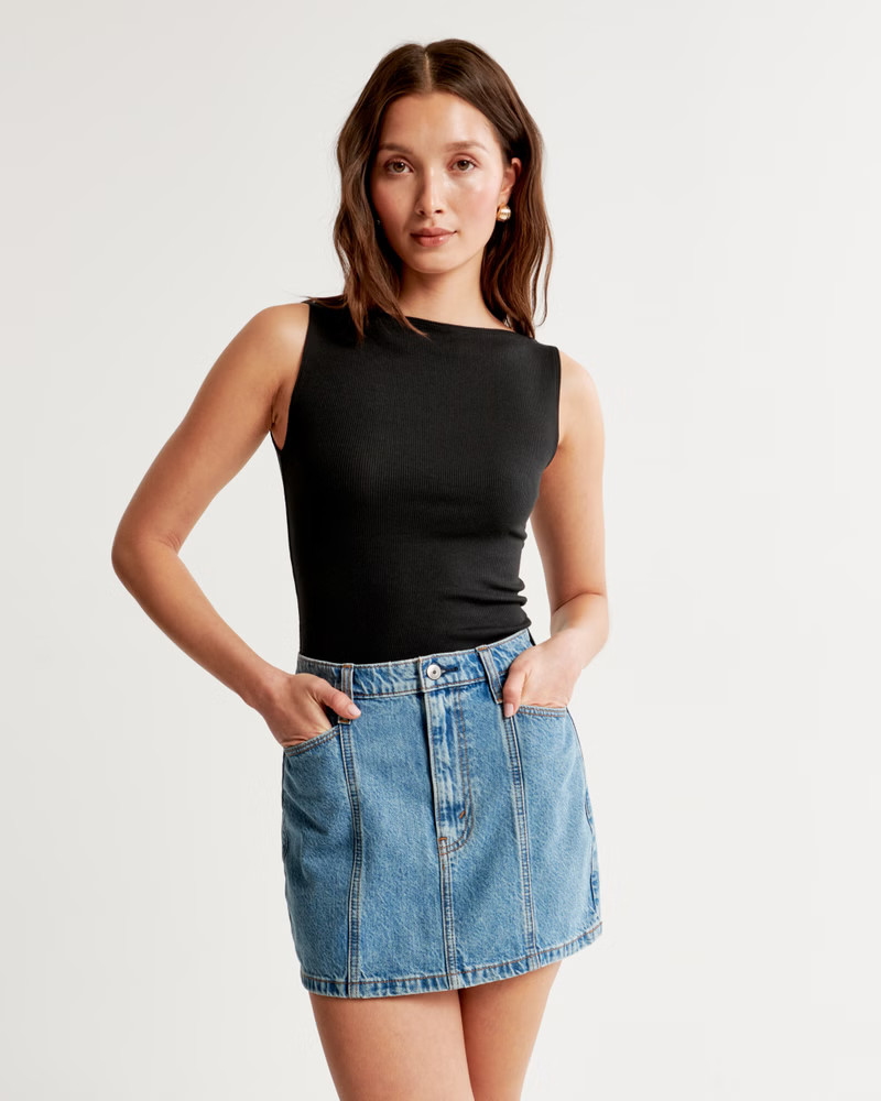 Seamed Denim Mini Skirt | Abercrombie & Fitch (US)