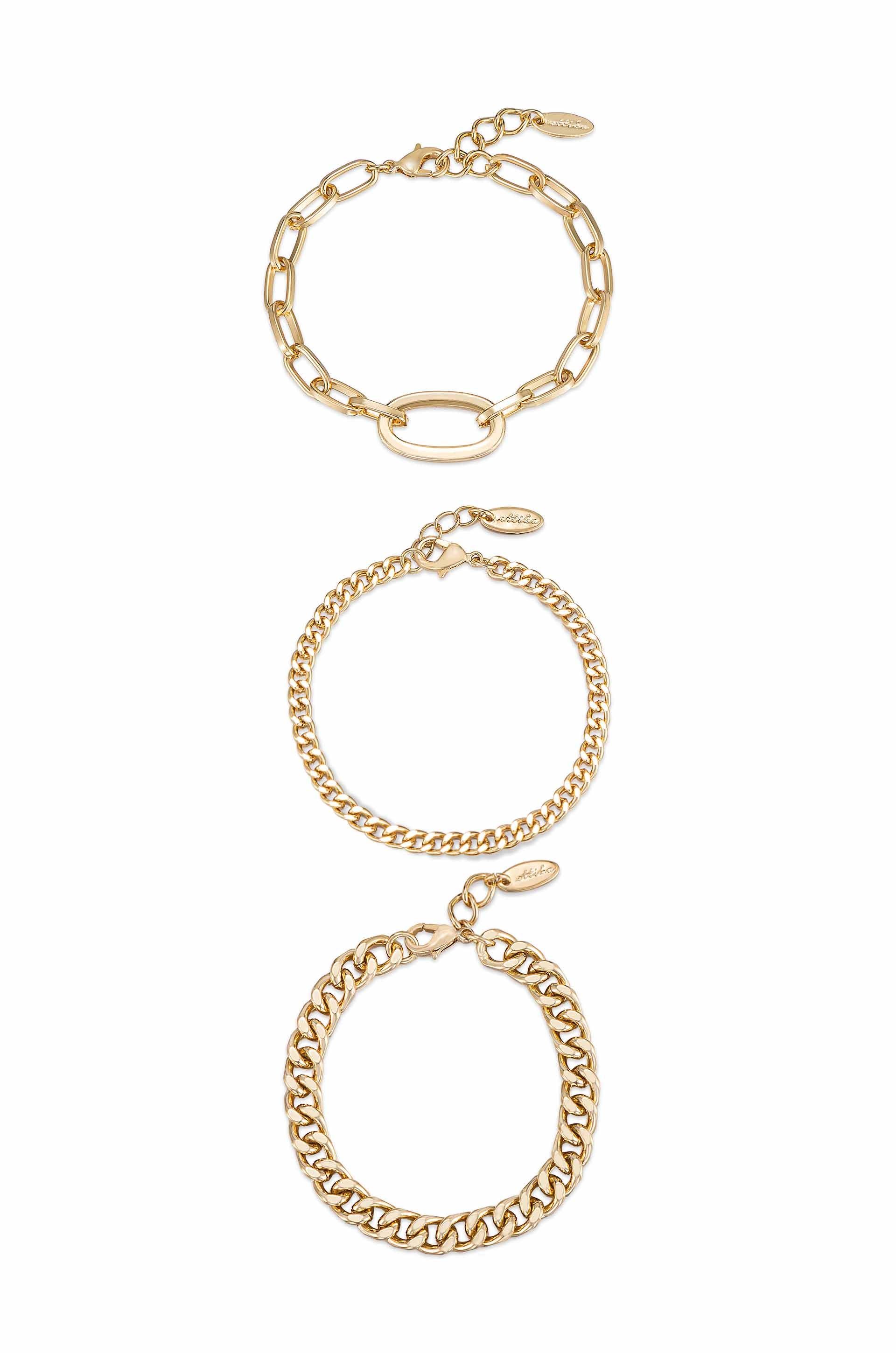 Chain Game 18k Gold Plated Bracelet Set of 3 | Ettika