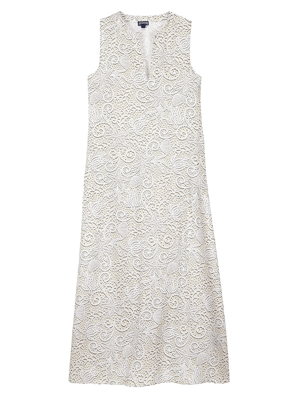 Women's Split-Neck Lace-Print Maxi Dress - White - Size Medium | Saks Fifth Avenue