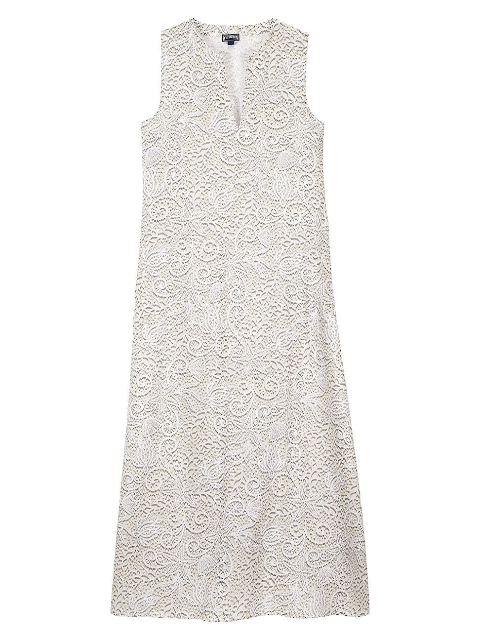 Women's Split-Neck Lace-Print Maxi Dress - White - Size Medium | Saks Fifth Avenue
