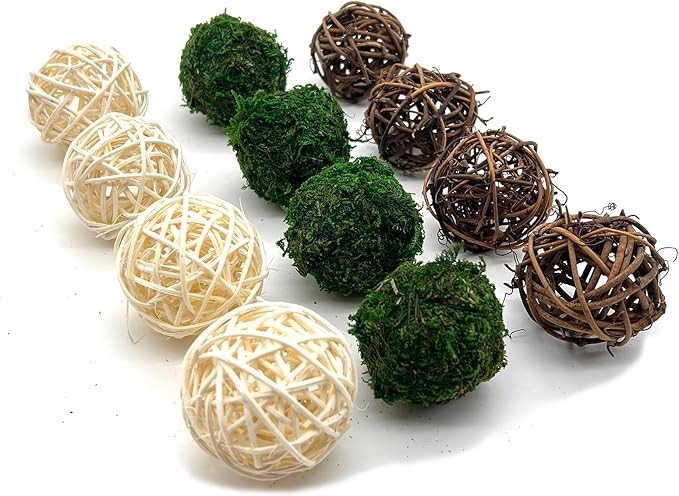 Decorative Balls,12Pcs Moss Balls Decorative,Bowl Fillers for Home Decor,3 Styles Decorative Bowl... | Amazon (US)