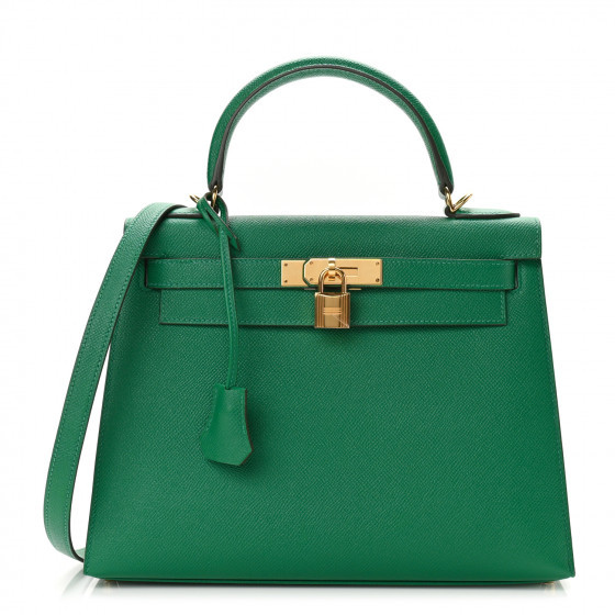 HERMES Epsom Kelly Sellier 28 Vert Vertigo | FASHIONPHILE (US)