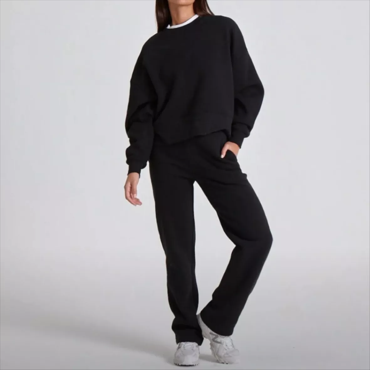 WIDE LEG JOGGERS - BLACK curated on LTK