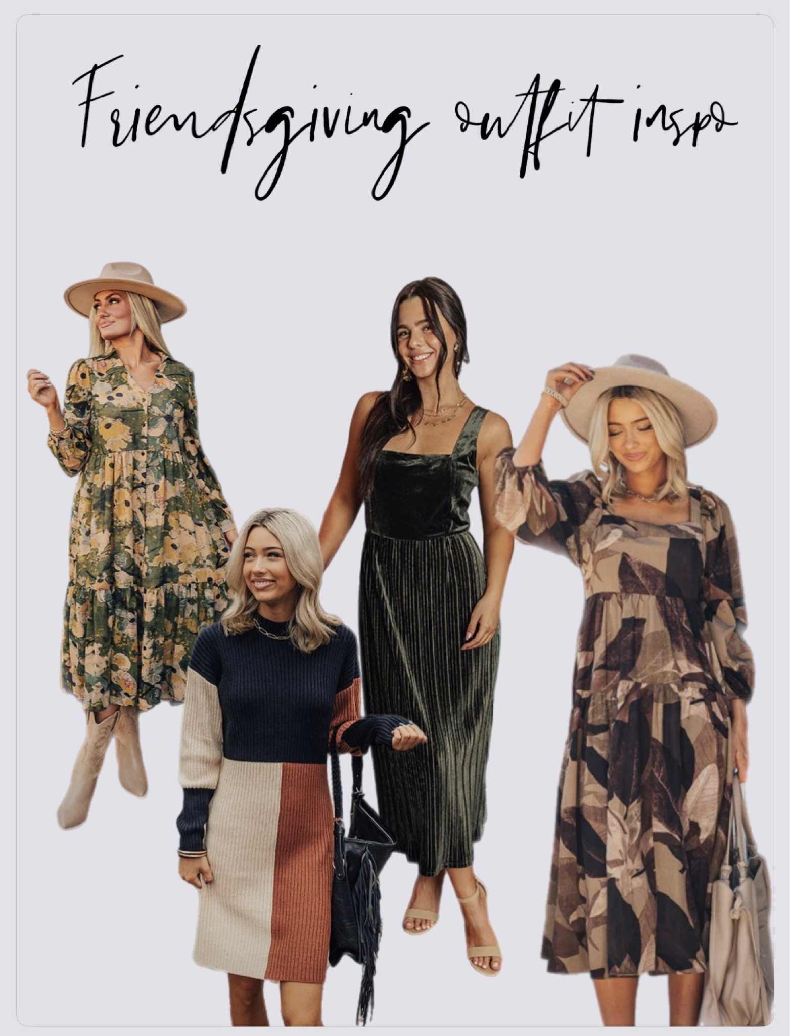 Thanksgiving + Friendsgiving style inspo 🤎🦃🍁 

Fall midi dresses + cute booties + a cute velvet dressier version + sweater comfy dresses!🤎🫶🏼

#LTKHoliday #LTKSeasonal #LTKparties