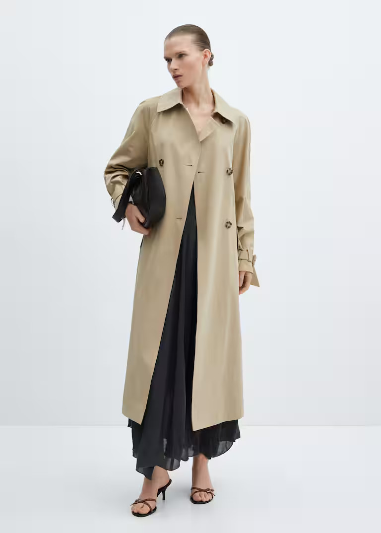 Double-breasted cotton trench coat -  Women | Mango United Kingdom | MANGO (UK)