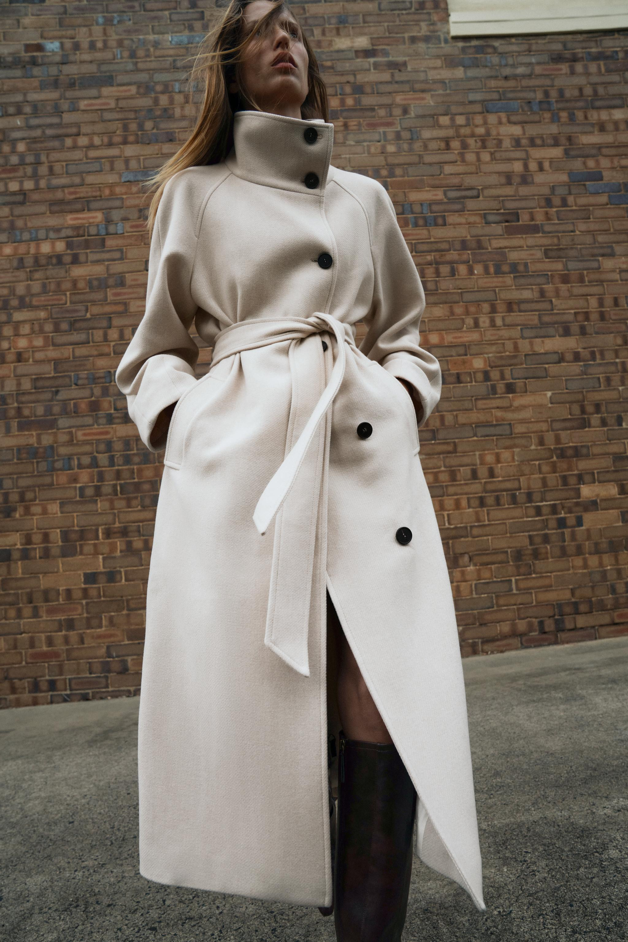 LONG WOOL COAT WITH HIGH NECK | Zara US