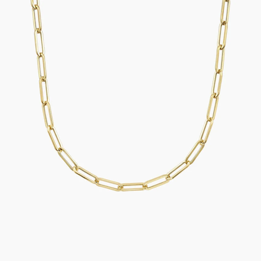 Devon 16 in. Lightweight Paperclip Chain Necklace (Large) in 14K Yellow Gold | Brilliant Earth