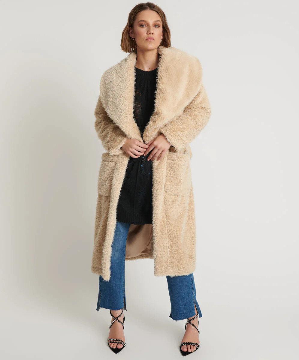 One Teaspoon The Wonderland Faux Fur Coat - Cream | OneTeaspoon