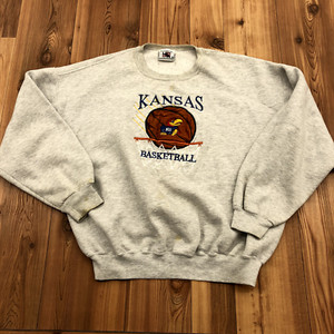 Vintage Heavy Weight Gray Kansas Jayhawks Embroidered Sweatshirt Adult Size 2XL | eBay US