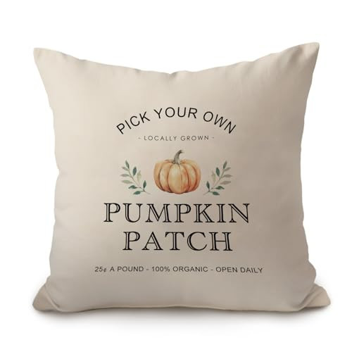 OFlyDesigns Pumpkin Patch Throw Pillow Cover, Autumn Farmhouse Decor, Rustic Halloween Pillow, Fall Harvest Cushion Case for Sofa Couch (16x16 inches Without Insert) | Amazon (US)