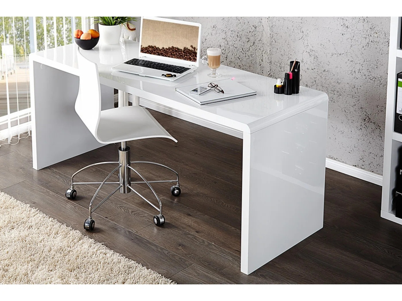 Bronislava High Gloss Home Office White Desk - Sleek Design | Wayfair North America