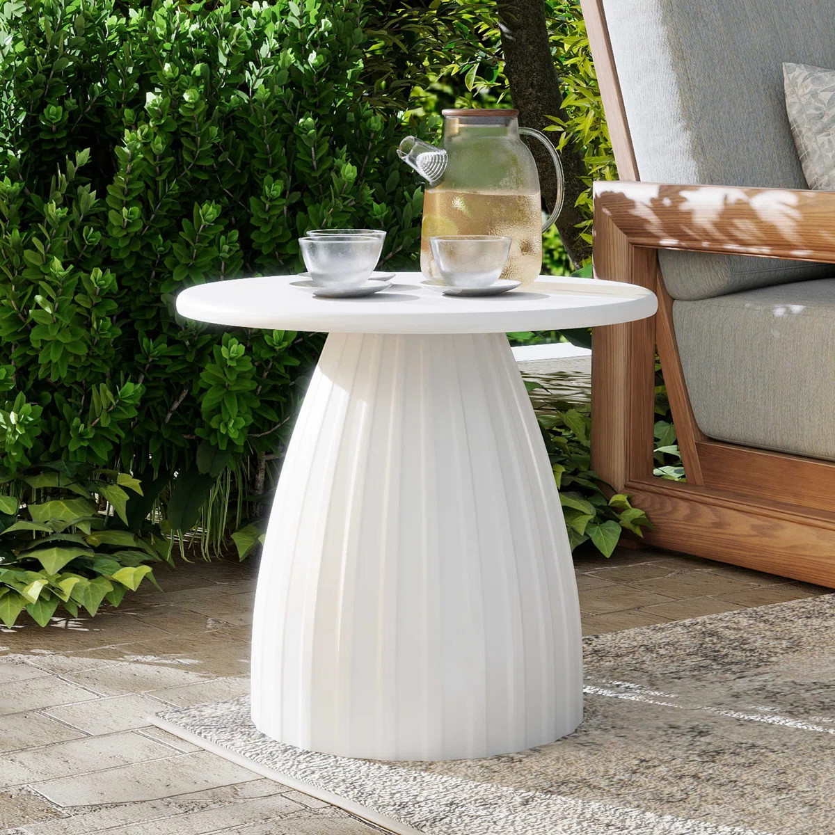 Round Patio Side Table, Metal Steel Outdoor Side Table, Patio Accent End Table | Wayfair North America