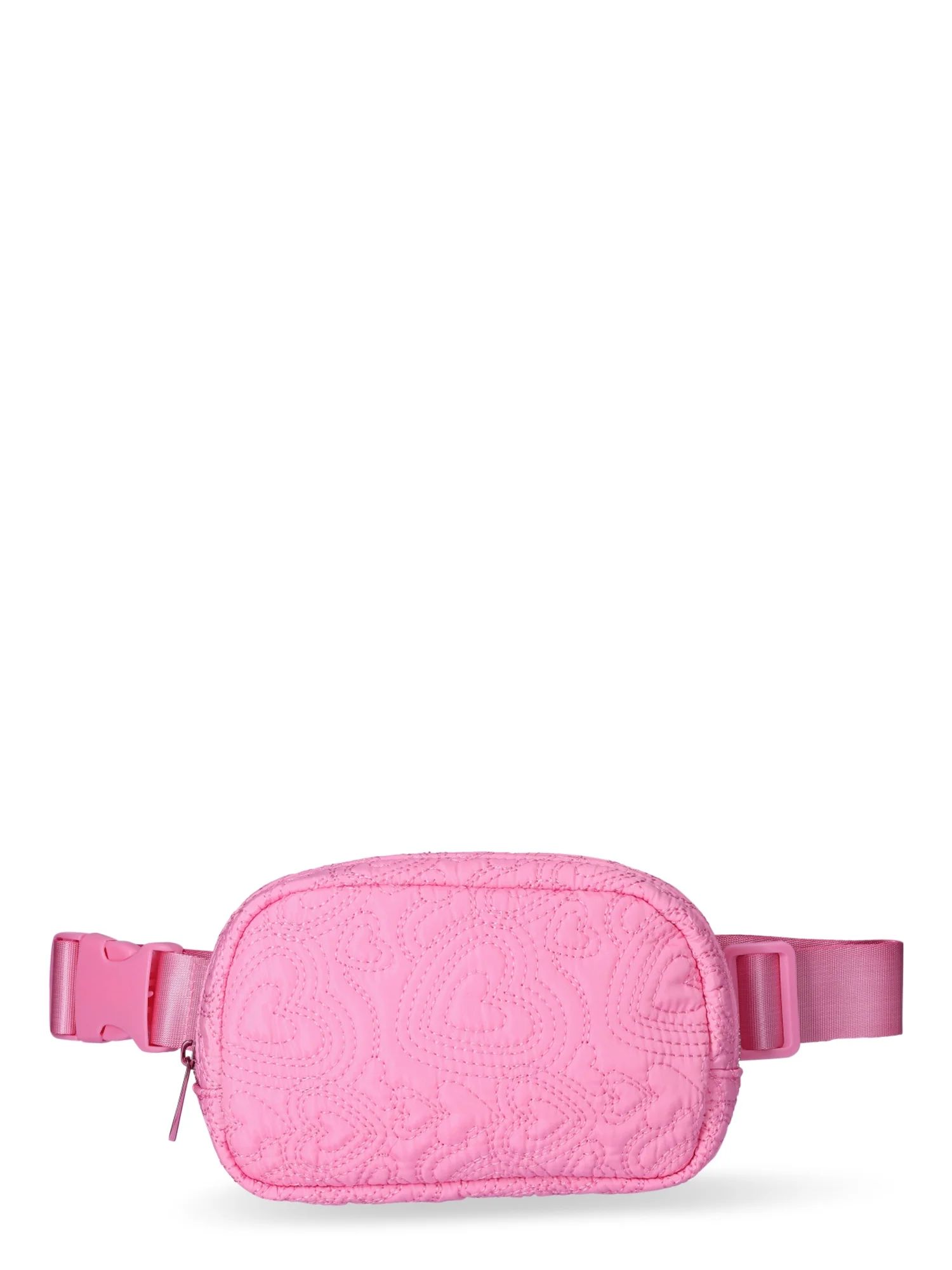 No Boundaries Women's Hands Free Quilted Embroidered Heart Fanny Pack Handbag, Petal Pink | Walmart (US)