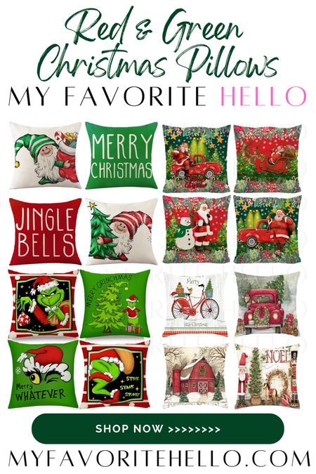 Red and green Christmas pillows, green and red Christmas pillows, red and green holiday decor, green and red Xmas decor, red and green Christmas decor 

#LTKSeasonal #LTKHoliday #LTKHolidaySale